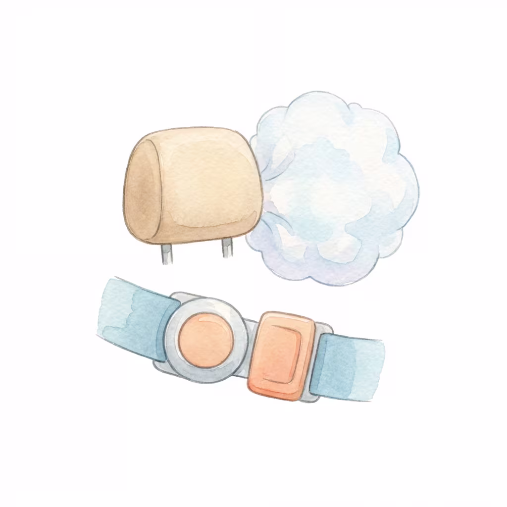 חגורות בטיחות, משענות ראש וכריות אוויר