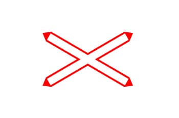 תמרור בצורת איקס עם מסגרת אדומה.