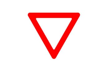 תמרור בצורת משולש הפוך עם מסגרת אדומה ומרכז לבן.