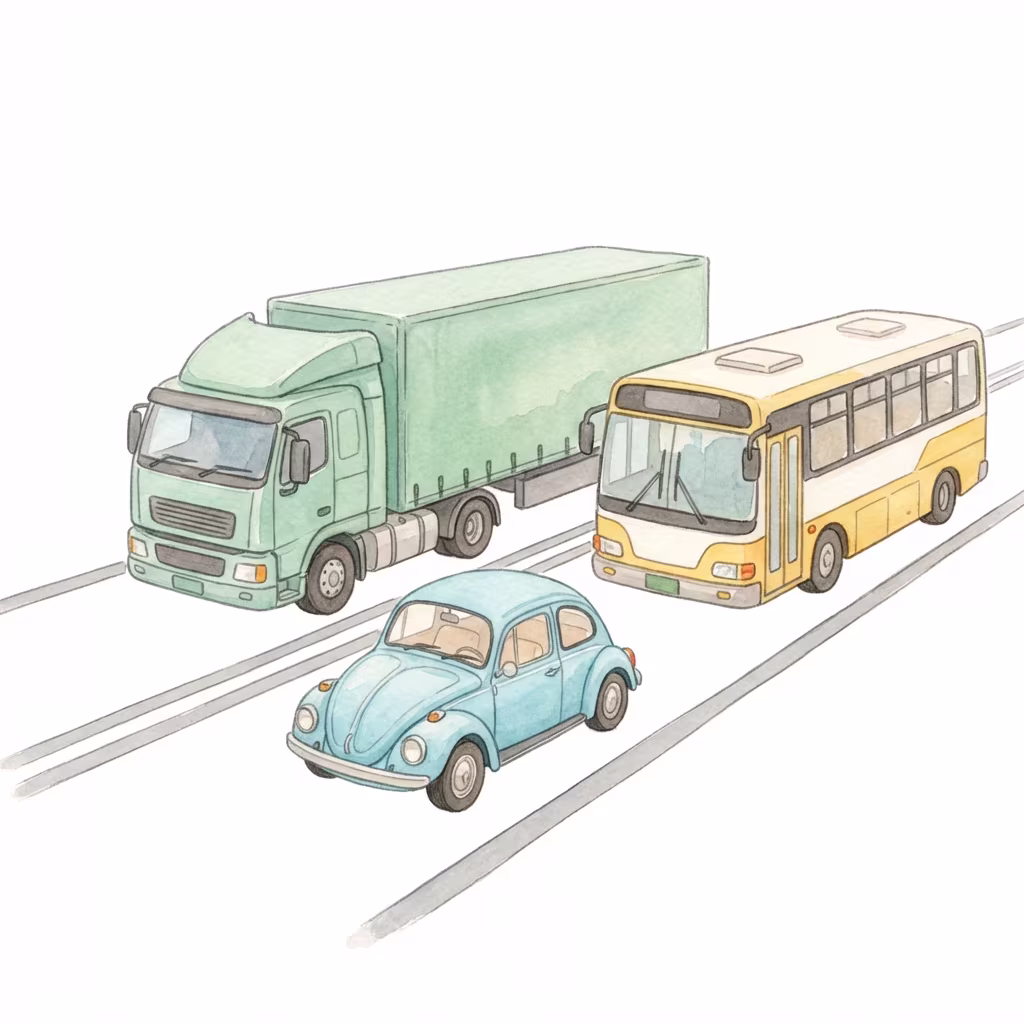 נהיגה בסביבת רכב כבד ורכב ציבורי